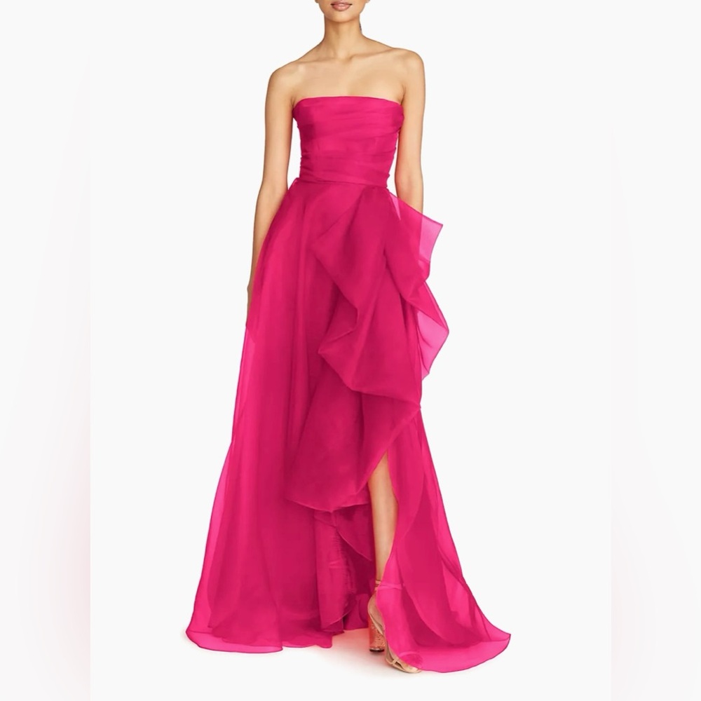 Theia Teresa Draped Tulle Gown